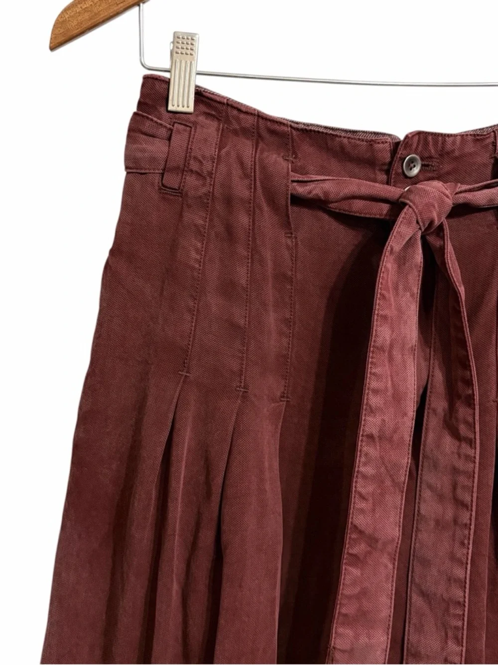 Free People Dwell On Dreams Wide Leg Trouser Pants Womens 6 Twill Boho Pleated - Picture 3 of 8